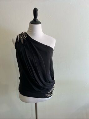 Castle Starr Black one shoulder top — Beaded